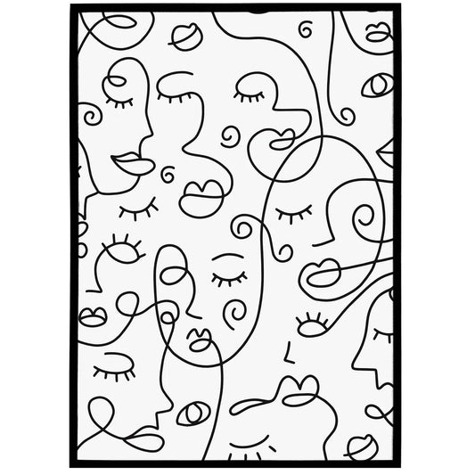 Line Art Faces Art Print - HypeSheriff