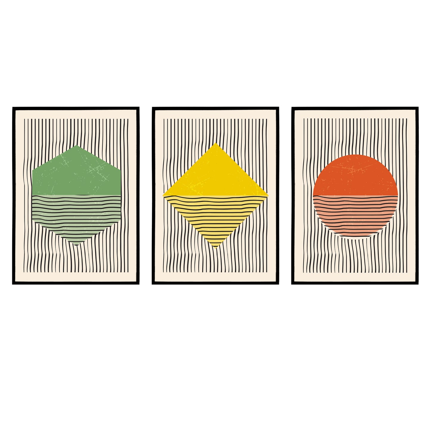 Set of 3 Abstract Mid-Century Modern Posters