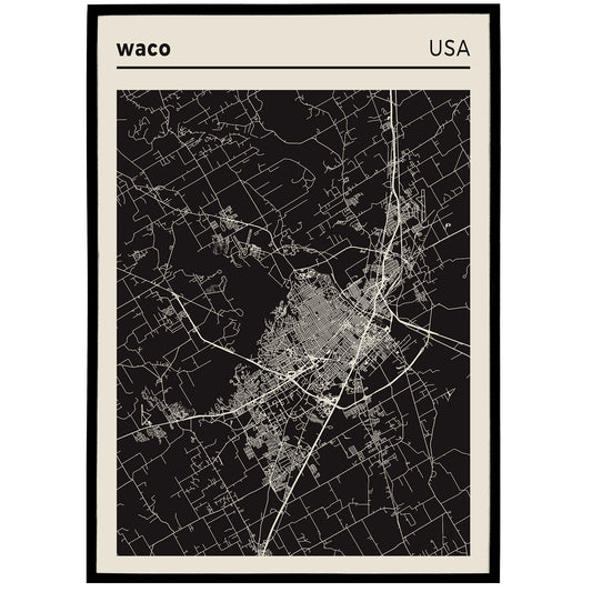 Waco - USA | Black and White City Map