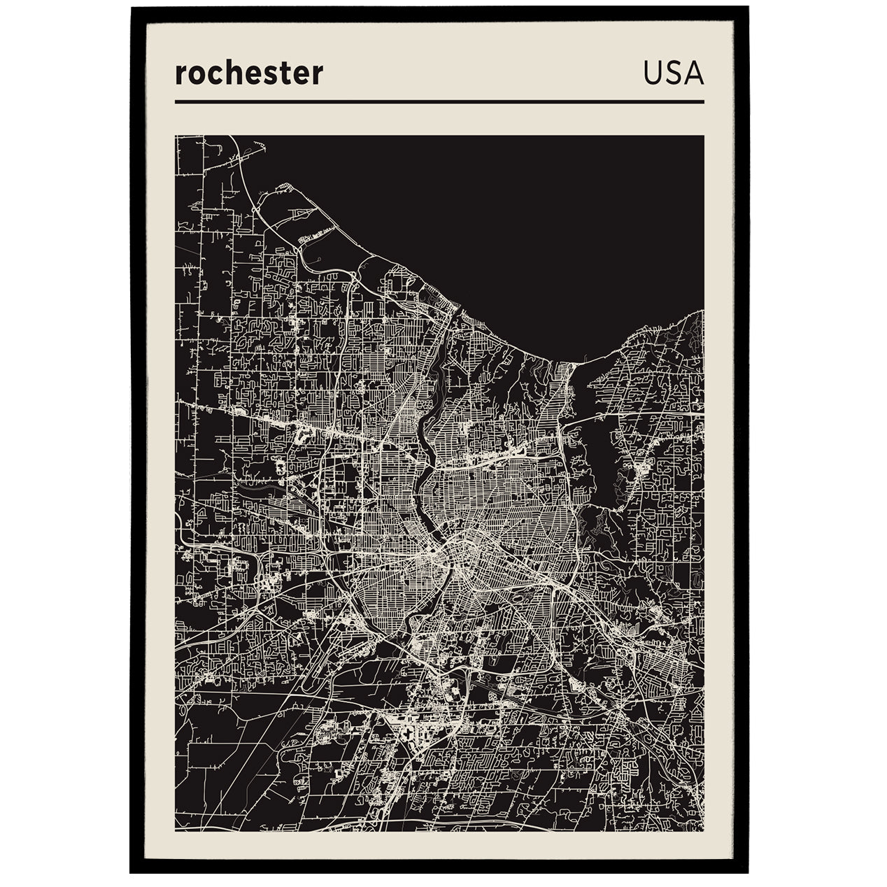 Rochester - USA, City Map Poster