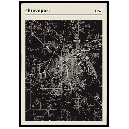 Shreveport USA - City Map Poster