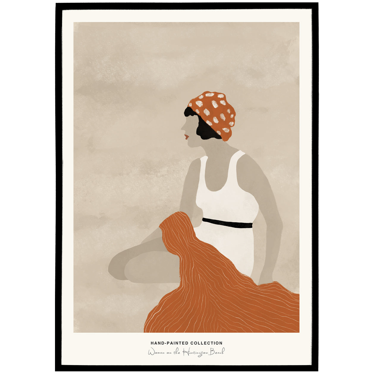 Woman on the Huntington Beach | Hand-Painted Collection Poster