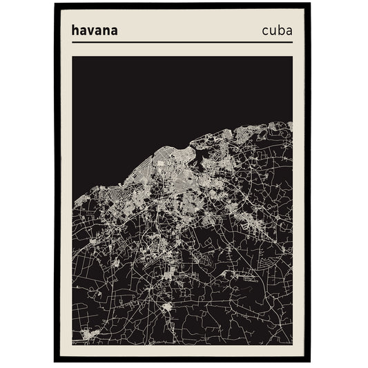 Havana, Cuba Map Poster