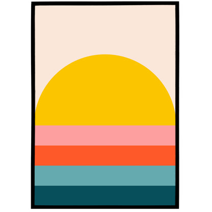 Retro Geometric Sunset Art Print