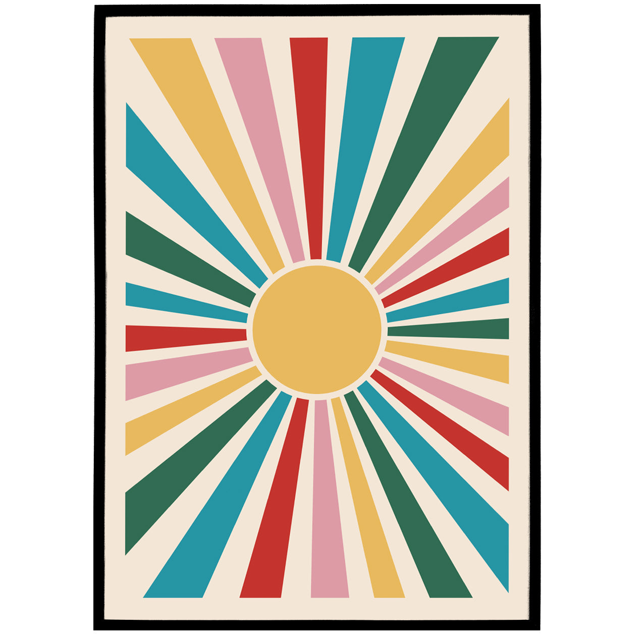 Rainbow Retro Sun Poster