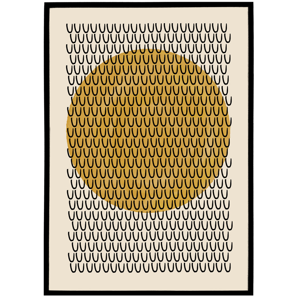 Mid Century Yellow Print - Retro Abstract Composition