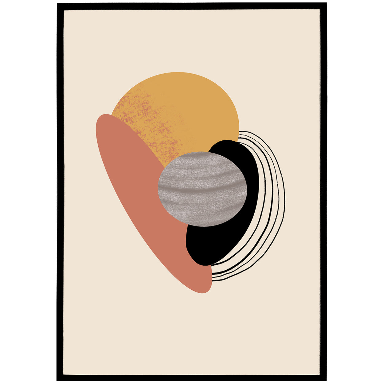 Abstract Beige Shapes Print | Shop posters and Art prints Online ...