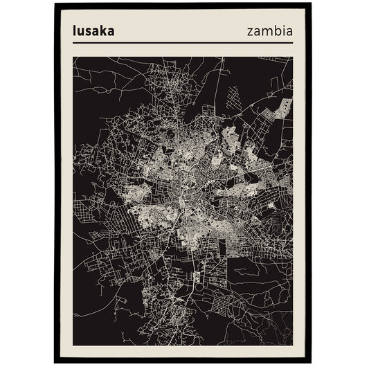 Lusaka - Zambia | Authentic City Map Poster