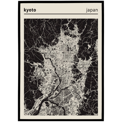 Kyoto, Japan Map Poster