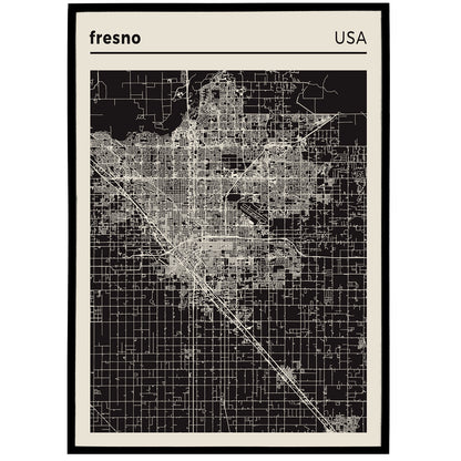 Fresno City Map Poster