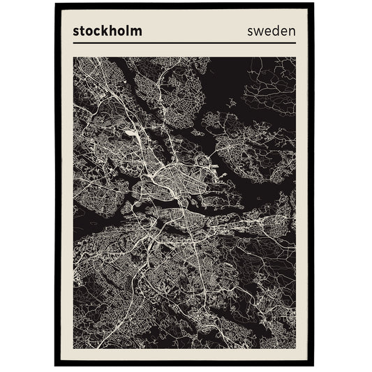 Stockholm Sweden Map Poster