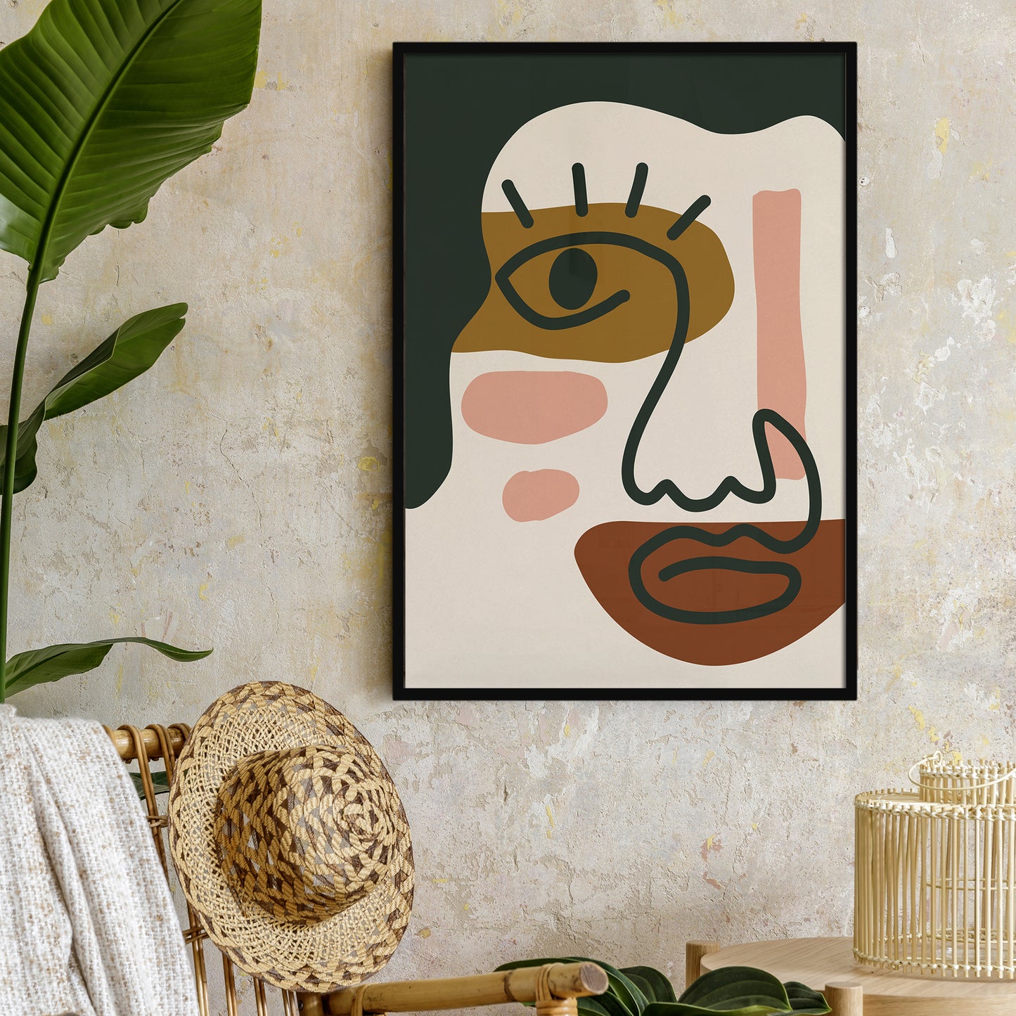 Earth Colors Cubist Drawing Poster