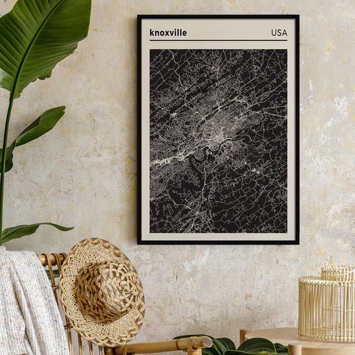 Knoxville, USA - black and white city map poster