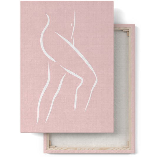 Pink Woman Line Art Canvas Print