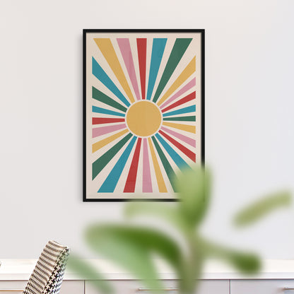Rainbow Retro Sun Poster