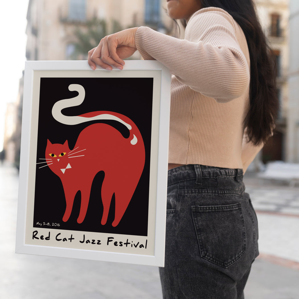 Vintage Red Cat Jazz Festival Poster