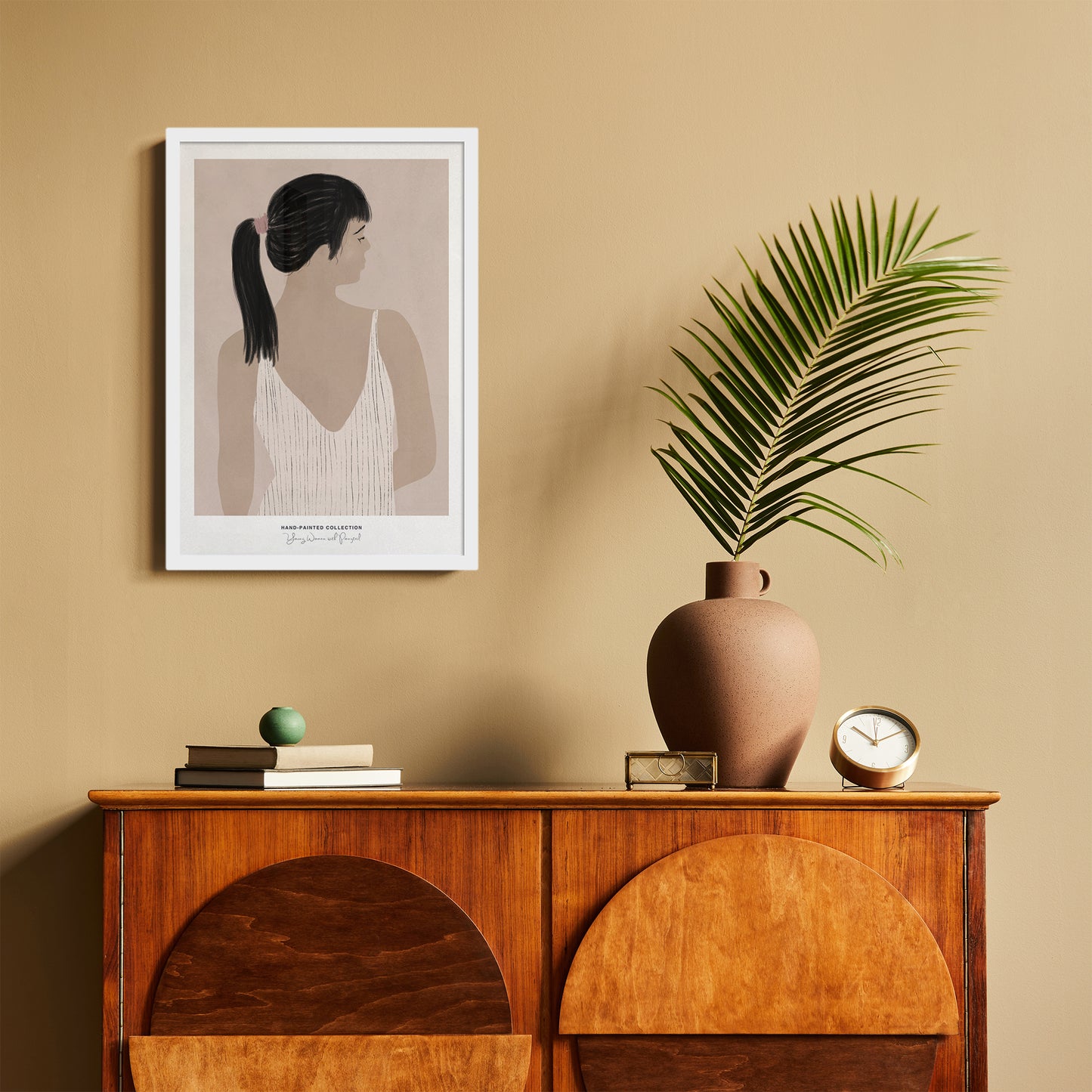 Young Woman with Ponytail | Hand-Painted Collection Poster