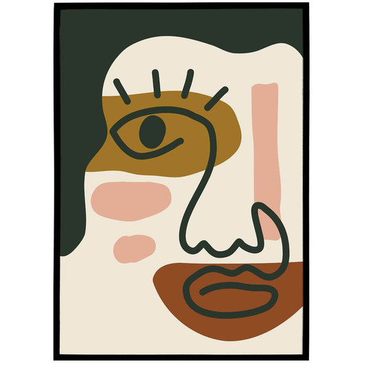 Earth Colors Cubist Drawing Poster - HypeSheriff
