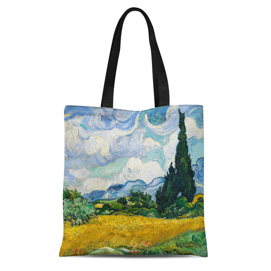 Van Gogh Tote Bag - Wheat Field with Cypresses