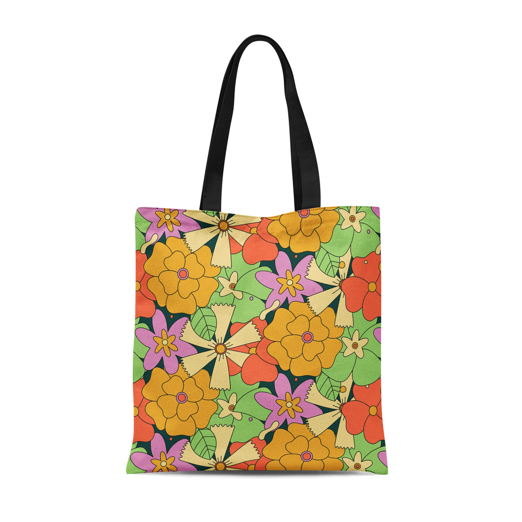 Tote Bag with retro floral pattern