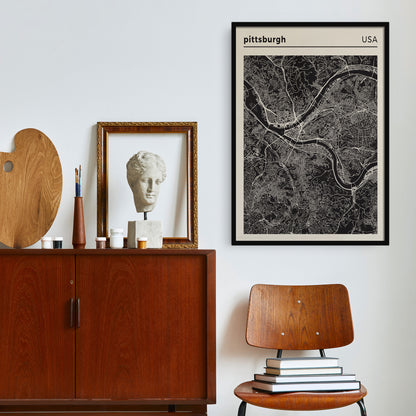 Pittsburgh, Pennsylvania - Map Poster