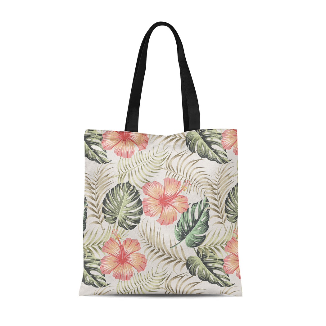 Tote Bag with handdrawn monstera pattern