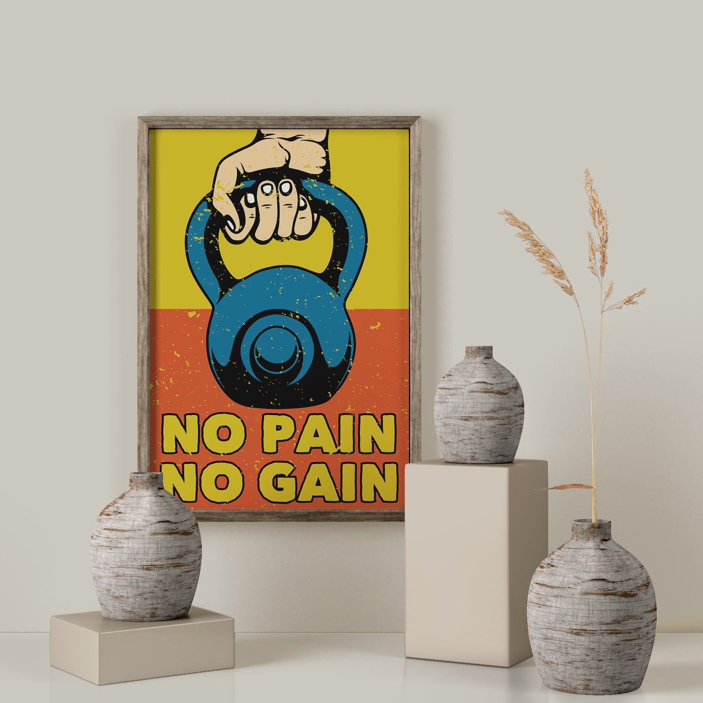 No Pain No Gain Retro Poster