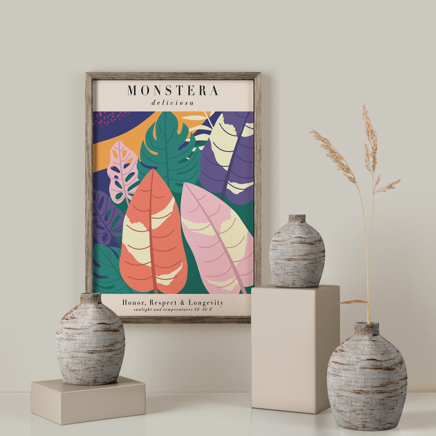 Colorful Monstera Art Print