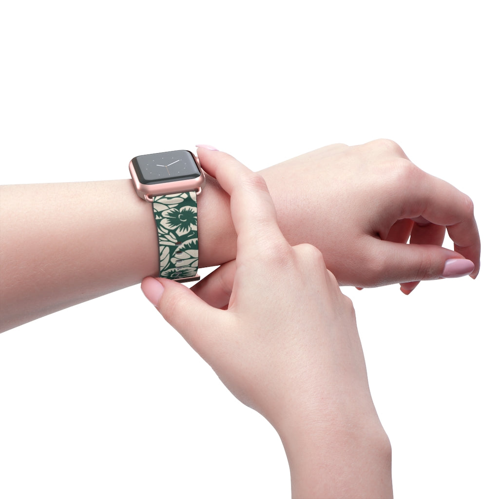 Green Floral Apple Watch Band