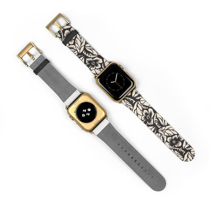 Black Floral Apple Watch Band
