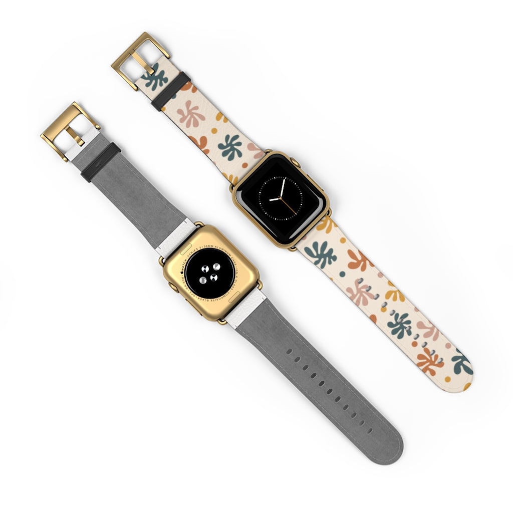 Flowers Beige Apple Watch Band