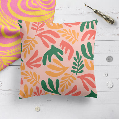 Pink Leaves Pillow