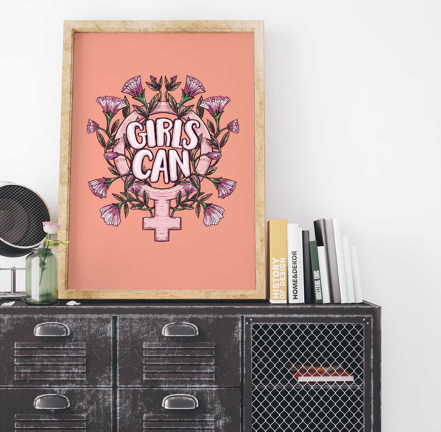 Girls Can - Floral Poster