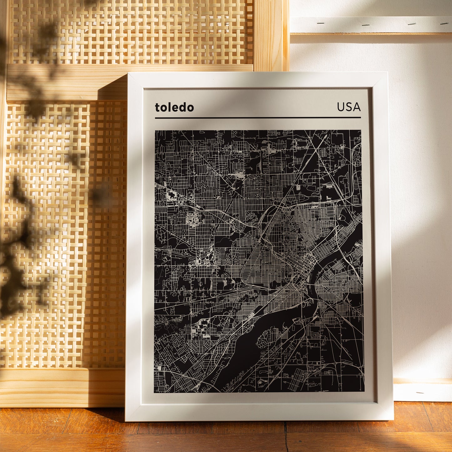 Toledo USA - City Map - Black and White Poster