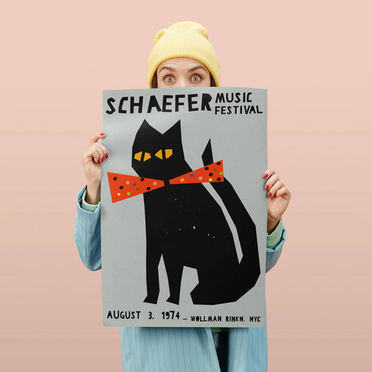 Jazz Festival Cat Poster - framed or unframed - HypeSheriff