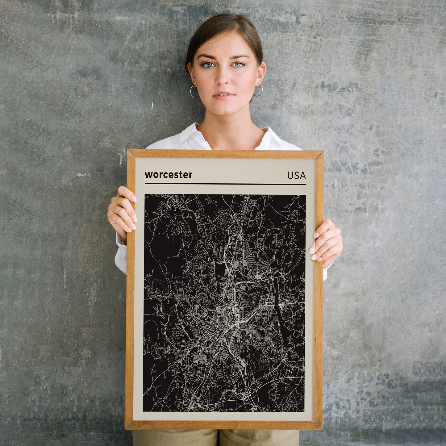 Worcester, Massachusetts Map Poster