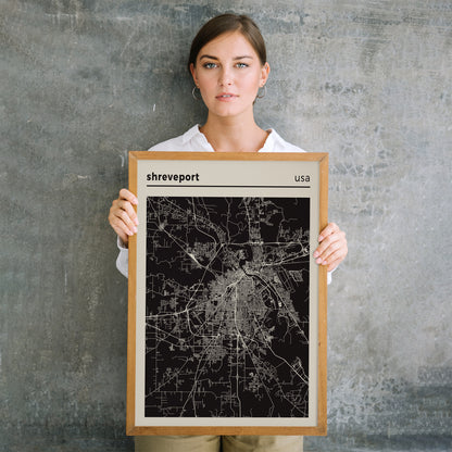 Shreveport USA - City Map Poster