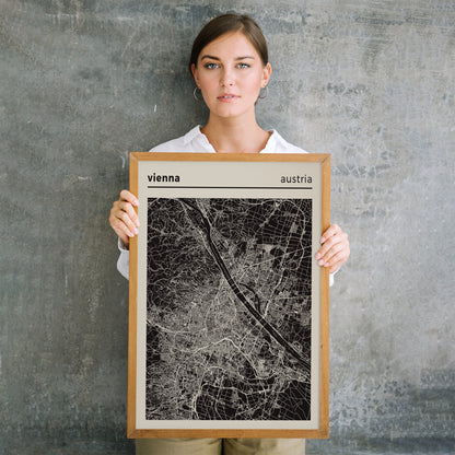 Vienna, Austria - Map Poster Print