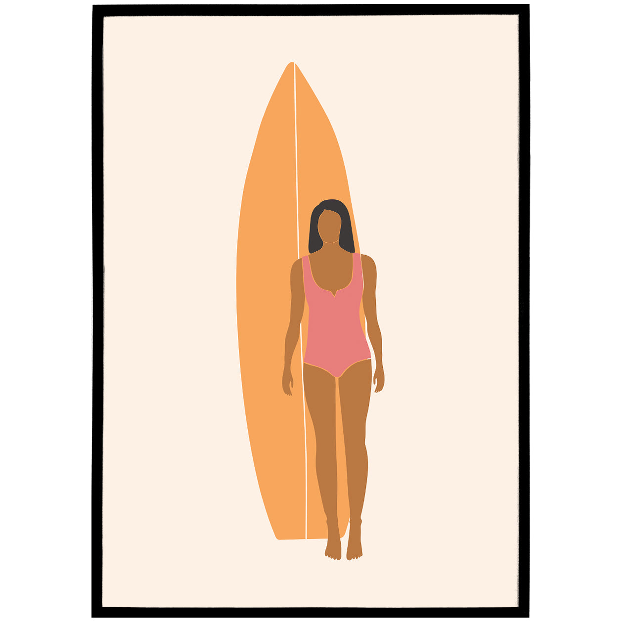 Boho Illustration Print 08 - Surfgirl