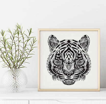 Tiger Head Zentangle Poster