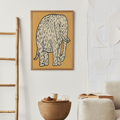 Yellow Cute Elephant Poster