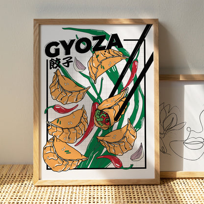 Gyoza Dumplings Poster - Japanese Food Art