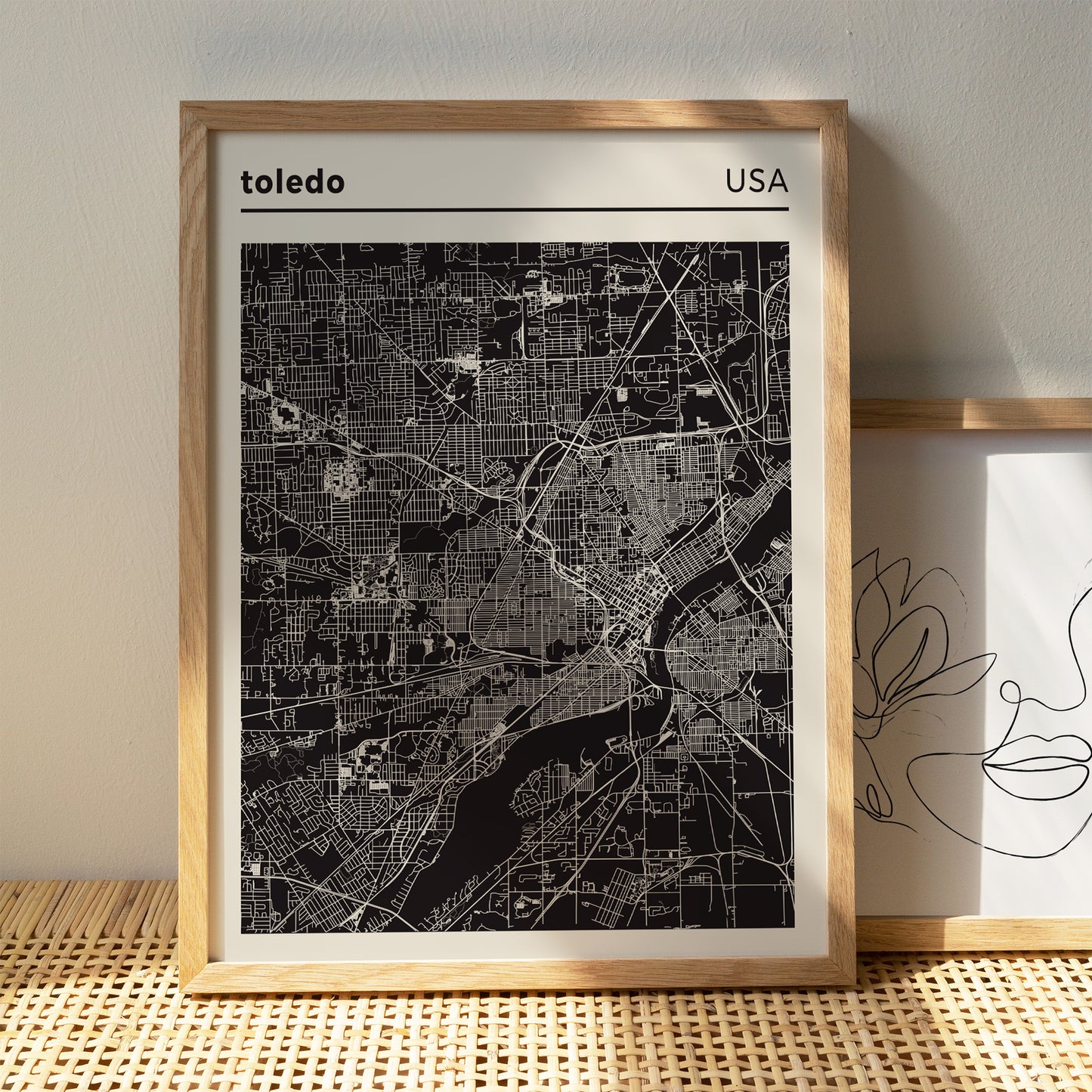 Toledo USA - City Map - Black and White Poster