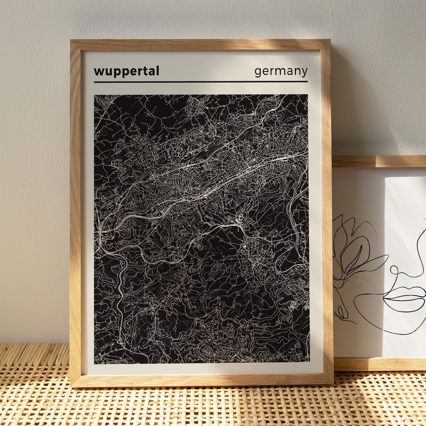 Wuppertall Germany City Map - Black and White Poster