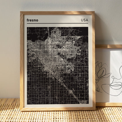 Fresno City Map Poster