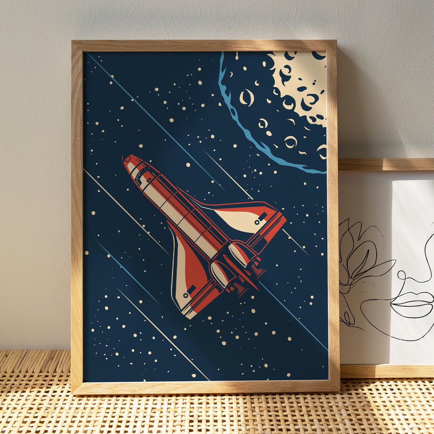 Space Shuttle Illustration - Retro Space Travel Poster