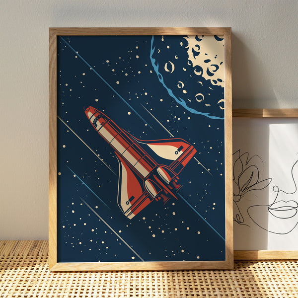 Space Shuttle Illustration - Retro Space Travel Poster – HypeSheriff