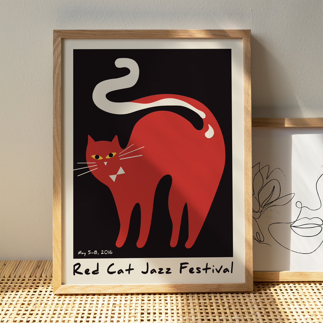Vintage Red Cat Jazz Festival Poster