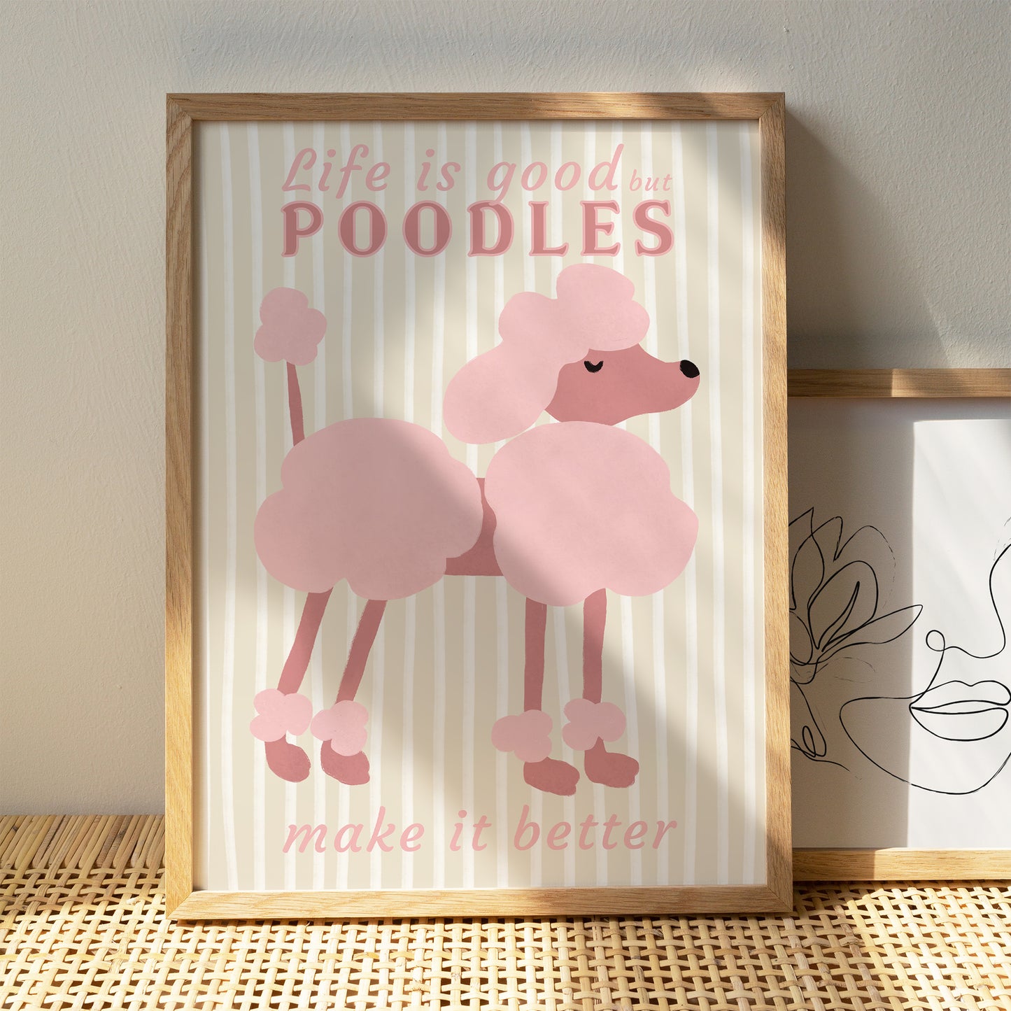 Poodle Dogs Retro Pink Funny Poster