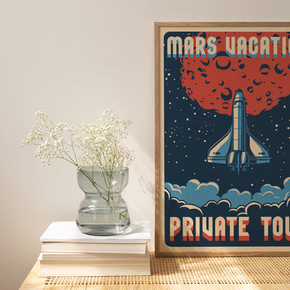Mars Vacation - Retro Space Travel Poster